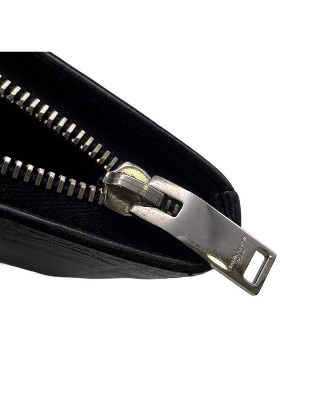 Saint Laurent Paris Wallet Zip Around Croco Embossed Leather Black - Picture 9 of 10